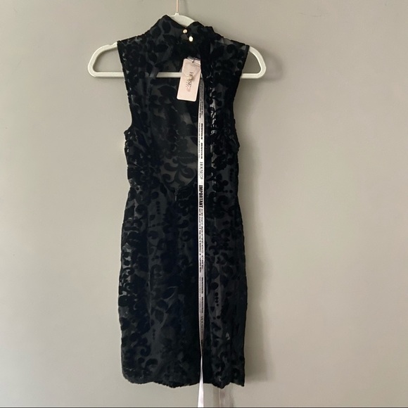 House of CB Mesh & Velvet Mock Cocktail Mini Dress - Picture 3 of 6